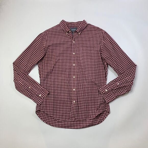 Bonobos Shirt Mens L Large Plum Rose Pink SLIM Fit Check Button Down Long Sleeve - Picture 2 of 9